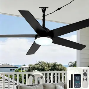 48"  Outdoor Ceiling Fan with Light IP65 Wet Rated Gazebo Fan Outdoor  Plug in Ceiling Fan for Patios Porch Indoor Outdoor, APP Remote Control 3CCT LED Reversible 6 Speeds