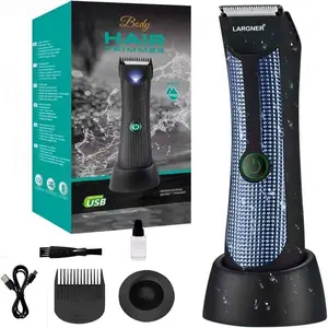 Largner Electric Body Hair Trimmer for Men, Waterproof Ball Shaver, USB Recharge, Replaceable Ceramic Blade, Male Hygiene Razor, Cordless Hair Trimmer