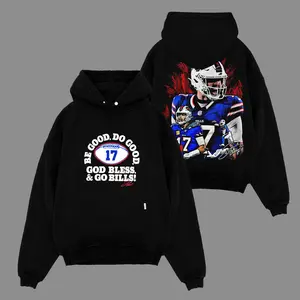 [LEO] Josh Allen 17 Graphic Premium Cotton Hoodie Sweatshirt T-Shirt For Bills Mafia, Bills Football Fans Apparel, Football Streetwear Tee, Gift For Football Fan Graphic Tee