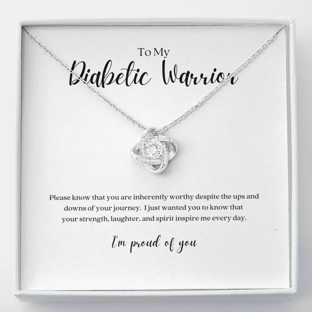 Diabetic Warrior Knot Necklace, Diabetic Gift Diabetic Necklace Type 2 Type 1, Jewelry Awareness Chronic Illness Diabetic Awareness Warrior Support Gift