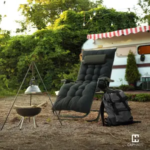 CAPHAUS Oversized Zero Gravity Lounge Chair, XL Zero Gravity Chair, Folding Reclining Chair w/ Removable Pad, Side Tray, Anti-gravity Chair for Outdoor & Indoor, Reclining Patio Chair w/ Cushion