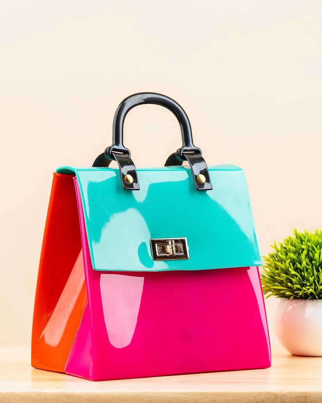 Vinyl Fiesta Crossbody Bag - Colorful Vinyl Design, Adjustable Strap, Stylish Handle, Versatile Crossbody Style
