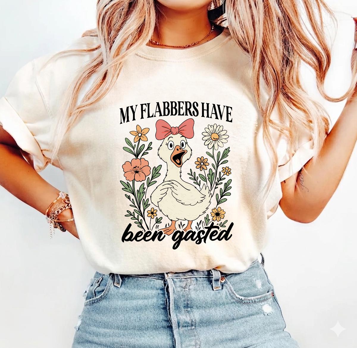 COmfort Colour Funny "My Flabbers Have Been Gasted" T-Shirt - Vintage Retro Duck Graphic Tee - Sarcastic Humor Aesthetic Top - Comfort Colors Soft Pink Shirt - Unique Gift for Her