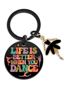 Ballet Dancer Gift, Cute Cartoon Keychain, Round Shape, All Seasons, Perfect for Dance Performances, Teacher Gifts, Creative Present Ideas