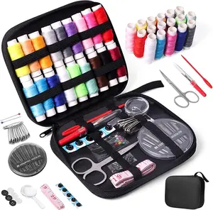 Portable Sewing Kit with Case – Complete Sewing Supplies Set with Thread, Needles, Scissors & Measuring Tape for Home, Travel & Emergency Repair