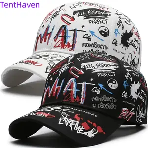 2026 Printed Hat Men's and Women's European and American Sunshade Duck Tongue Hat Duck Tongue Hat Graffiti Fashion Trendy Personality Korean Version Hip Hop