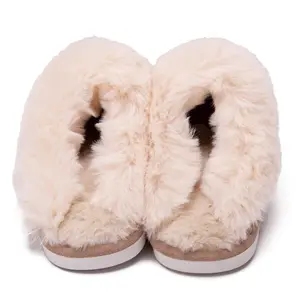 Cozy Women's Fleece-Lined Slip-On Moccasin with Fluffy Detail - Non-Slip Winter Home Slippers on Flat Sole Platform.