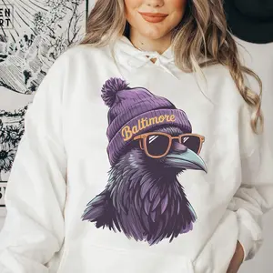 Vintage 90s Style Baltimore Football Hoodie Sweatshirt, Retro Sports Fan Shirt, Trendy Game Day Gift Tee, Baltimore Mascot Sweatshirt, #RRRavenn merch, Gift Fan Shirt H9HY