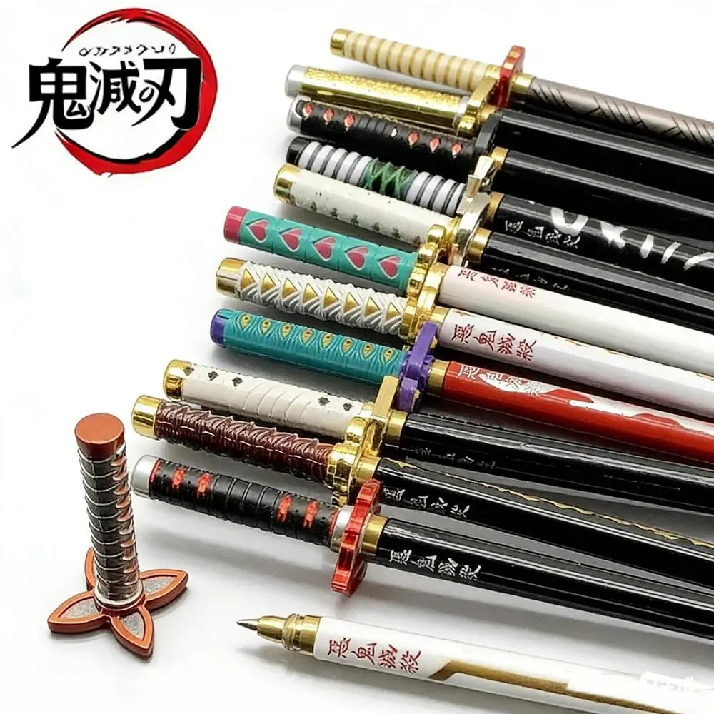 New 17 Styles Japan Anime Demon Slayer Model Gel Pen 0.5mm Black Refill Cosplay Prop Kid Student Gift SlayerWeapon Sword