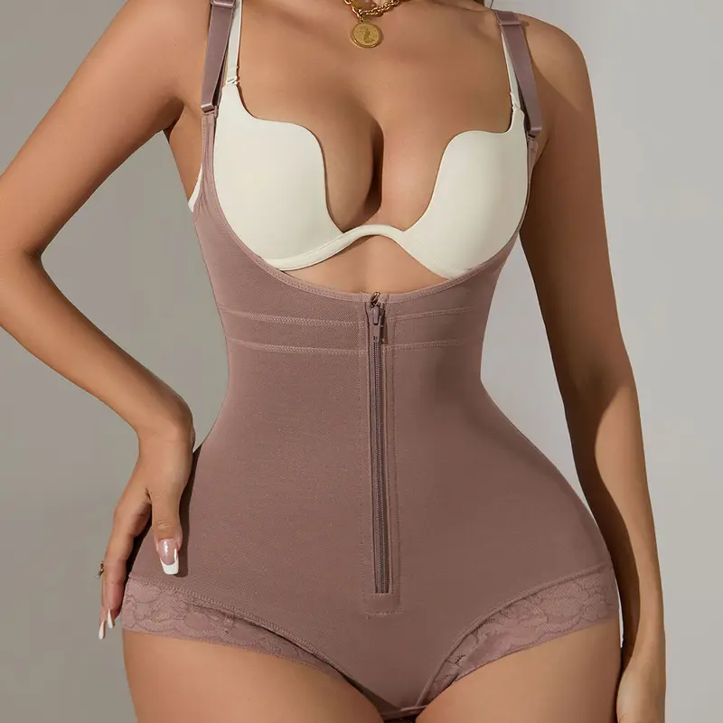 Women's Colombian Faja Bodysuit Shapewear - High-Waisted Shaper, Open Bust, Cheeky Underwear, Zippered Knit Fabric, Tummy Control, Postpartum Cincher, Butt Lifting, Faja Straps, Body Sculpting Garment, Dress-Ready Curves for Weddings, Family Events