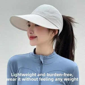 Adults' Universal Outdoor Quick-Drying Large Brim Duck Tongue Sun Hat - Embroidered, Ponytail-Friendly Open-Top Design, Ideal Adults Gifts