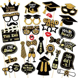 30Pcs/set Graduation Photo Booth Props 2026,Grad Party Supplies for College, Graduation Deco Class Favors Supplies, Party Decorations Set Picture Props，graduation decoration，graduation gift, Masks, Party Accessory, Party Activity Supplies
