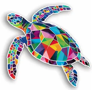 Colorful Sea Turtle Car Decal – Vibrant Geometric Turtle Sticker for Cars, Trucks, Windows, Bumpers, Laptops – Waterproof Vinyl Ocean Animal Art – Tropical Beach Marine Life Gift – Cute, Artistic Sea Turtle Decoration. Sea Animal symbol Auto decoration