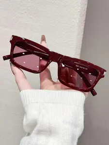 Women's Square Frame Fashion Sunglasses, Trendy Square Sunglasses, Simple Rectangular Design, Casual Style, Summer Beach Vacation, Campus Wear, Multi-Scene Use