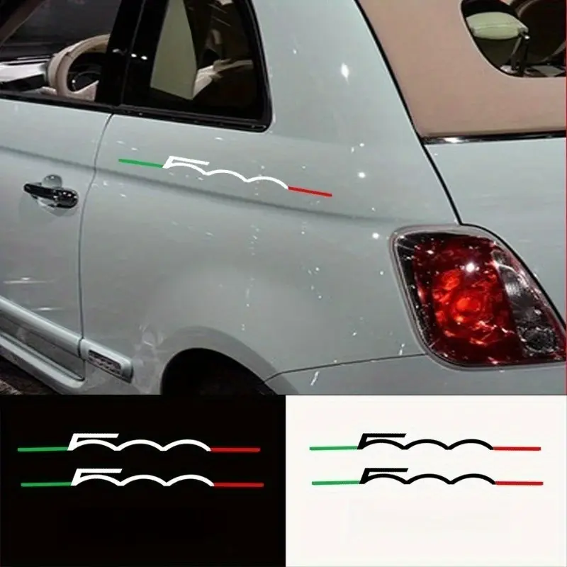 2PCS/SET Italian Car Trend Logo Decor Sticker For Car Bodies, Backpacks, Daily Items Italian Flag Color + Wave Line Themed Decor Fill With Car Enthusiast Italian Trendy Car Vibe Enhance Italian Car Style Recognition Fit Car/Daily Scenarios