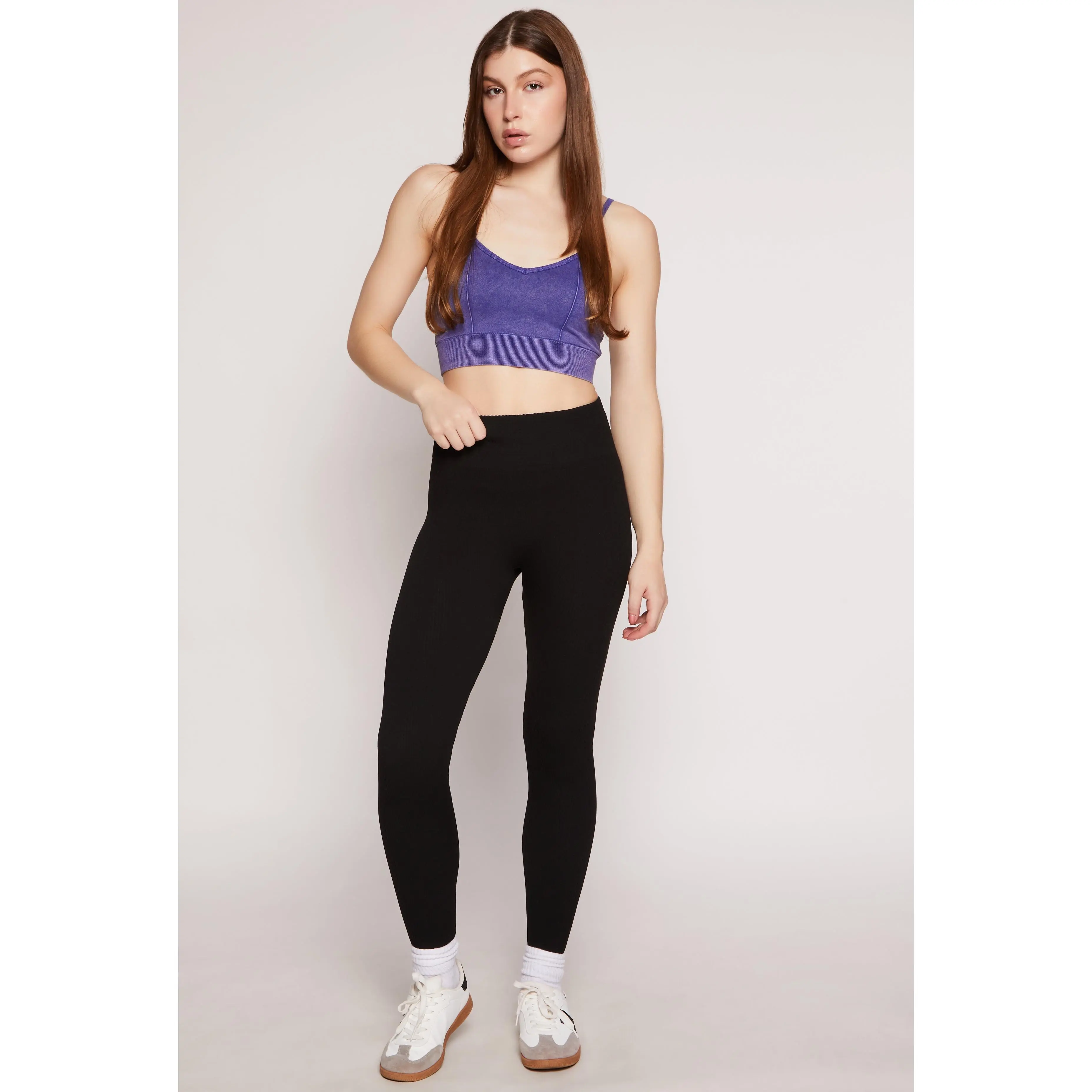 Ribbed Knit Fleece Lined High Waist Leggings