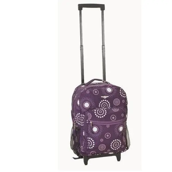 212 MAIN 17 in. Mesh Carry-On Rolling Backpack - Durable Luggage, Polyester Fabric Overnight Bag with Double Wheels, Front Zipper Pocket, Mesh Pockets