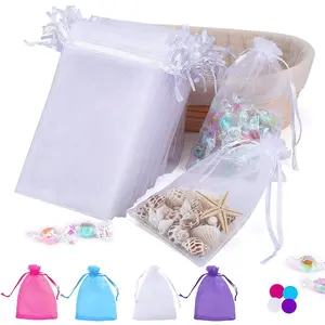 30pcs 4x6 Inch Organza Gift Bags, Premium Sheer Drawstring Pouches for Jewelry, Party, Wedding Favors, Candy Bags
