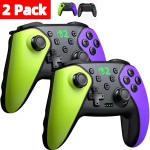 2Packs Wireless Switch Controller for Switch/Lite/OLED/Swicth 2 Controller, Switch Controller Joysticks Work with iOS/Android,Switch 2 Pro TURBO Controller with Wake-up Programmable (Green+Purple)