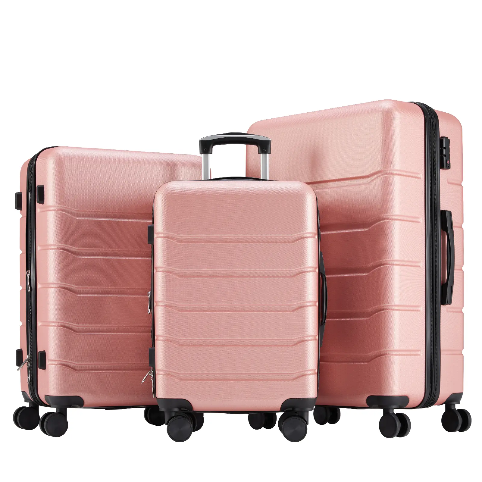 Pink Hardside Spinner Luggage with TSA Lock, Lightweight Expandable ABS Suitcase with 360° Double Wheels, Durable Travel Luggage in 20"/24"/28" | Single or 3-Piece Set