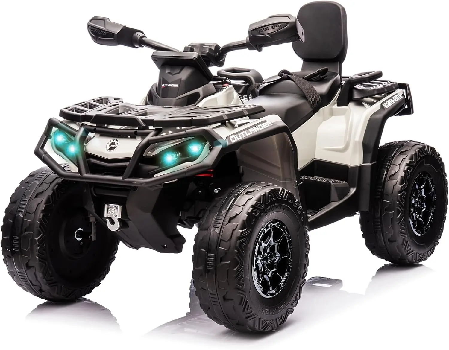 Gaomon 12V Kids' Ride On ATV - Gray, 2 Leather Seats, Bluetooth Connectivity, LED Lights, Adjustable Speeds, Durable Tires, for Ages 3-8 Outdoor Fun