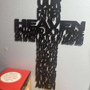 Jesus Christ & Cross Pattern Wall Art, Metal Wall Decor, Wall Hanging Decor for Home Living Room Bedroom, Room Decor, Home Decor, Religious, Letter Print Cross