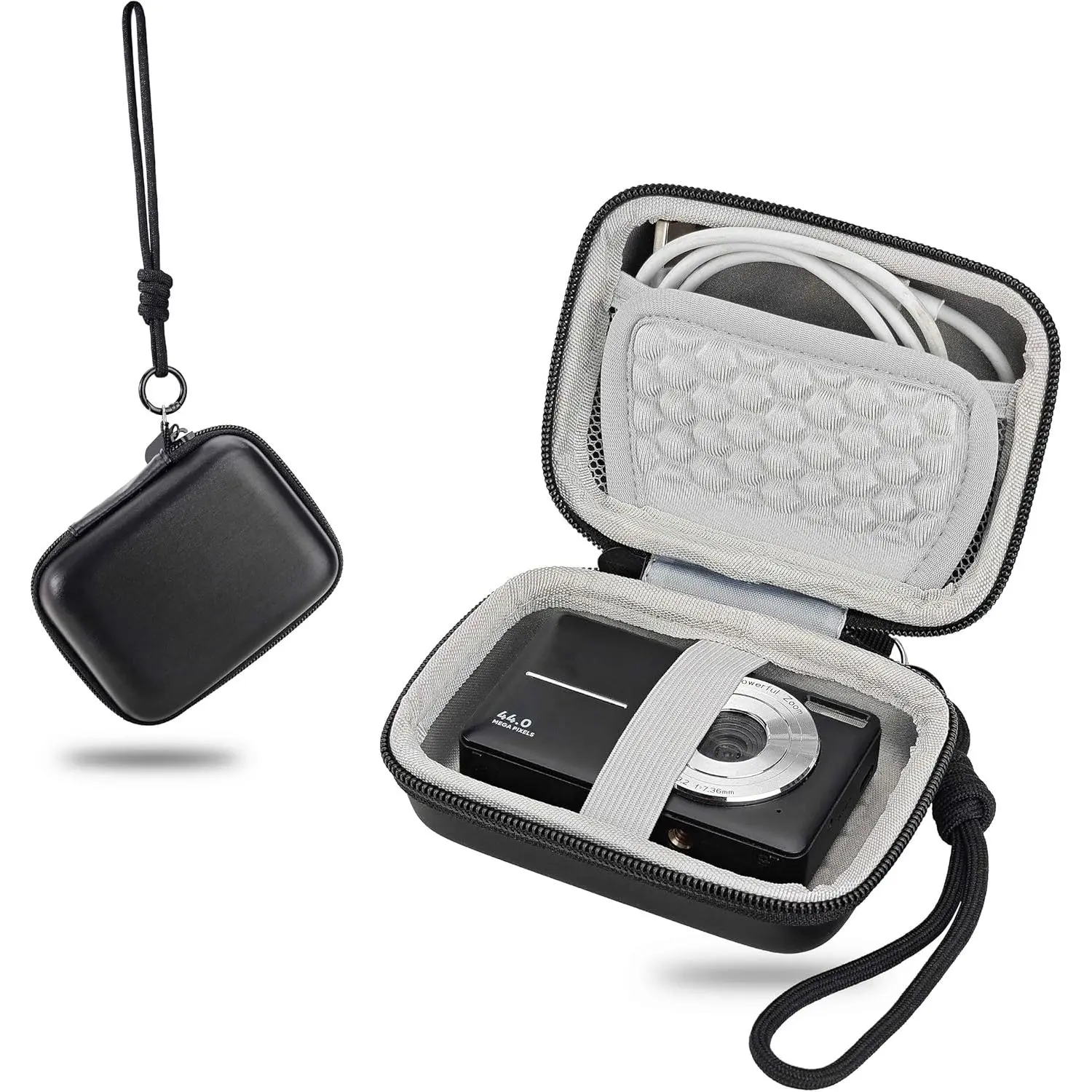 Digital Camera Case for CAMKORY DC403 FHD 1080P/for  PIXPRO FZ55/FZ45/for  IXUS 285 HS/for Lecran, Camera Casewith Mesh Pocket for SD Card.(Black)