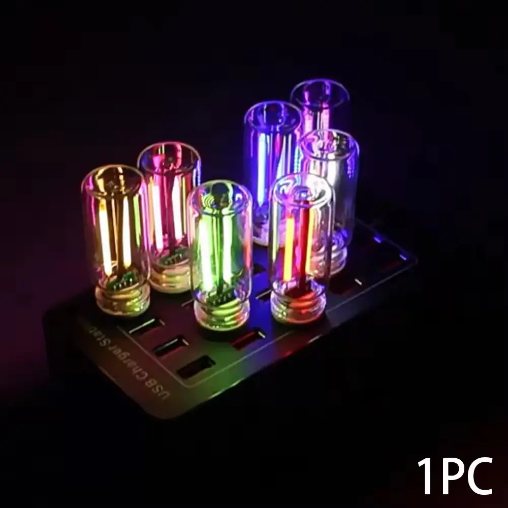 Mini Transparent Housing USB Powered LED Lights for Car with Touch Dimmable, Portable Design Glass Bottle Ambient Lighting for Car Interior, Bedroom, Parties