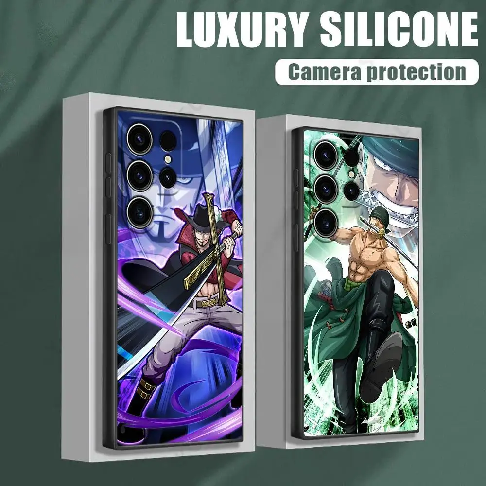 Mihawk Zoro Anime Phone Case For Samsung Galaxy S25 S24 S23 S26 S21 FE S26 S22 Ultra For iphone 17 16 15 14 13 12 11 17Air Plus Pro Promax Silicone Cover