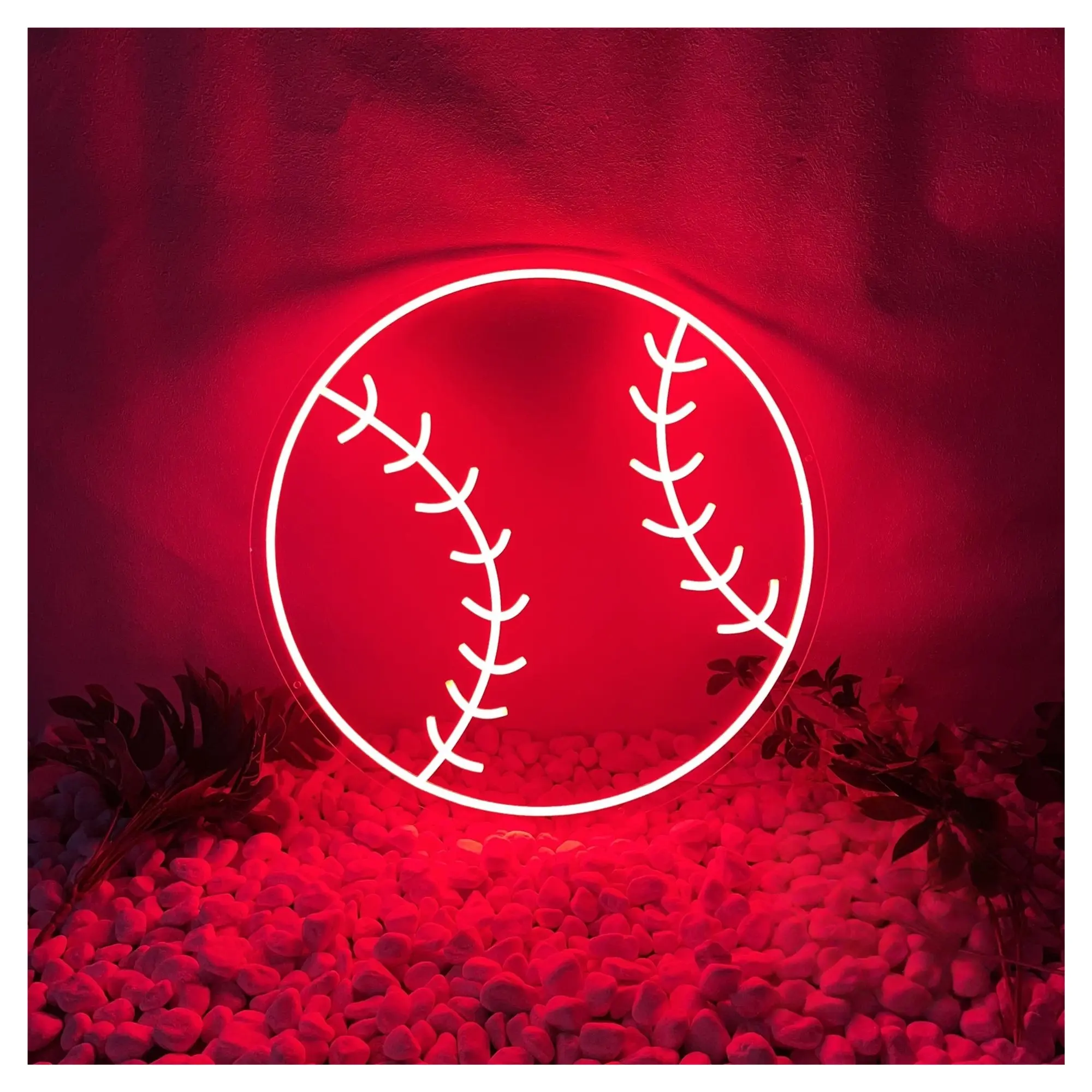 Sign Illuminated Baseball Neon Sign USB Powered Baseball Neon Lights For Sports Club Wall Art Decor 38cmx38cm