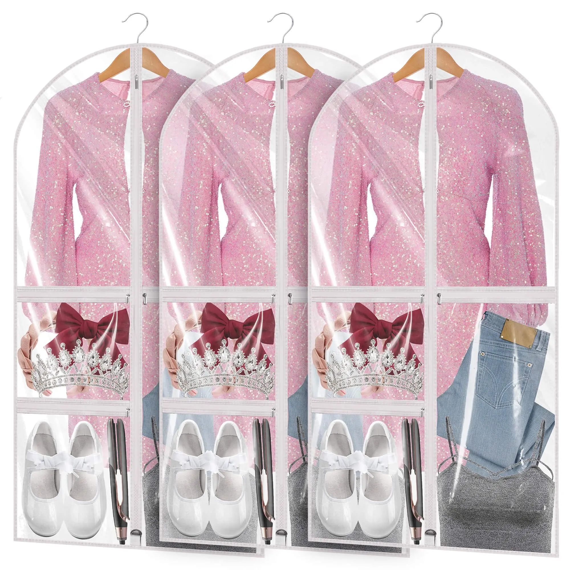 Linodes Dance Costume Garment Bag 40''x23.5'' Waterproof for Travel/Competition Storage Lightweight Wedding