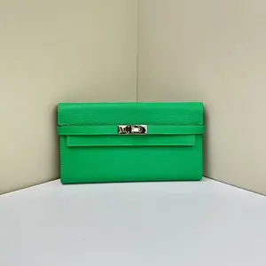 Pre-owned HERMÈS Chevre Mysore Wallet Kelly Longue Menthe CPU0616