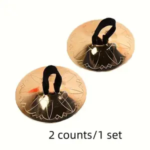 Metal Finger Cymbals, 2 Counts/set Round Musical Instrument, Perfect Party Gift for Halloween Christmas Bar Club Rave