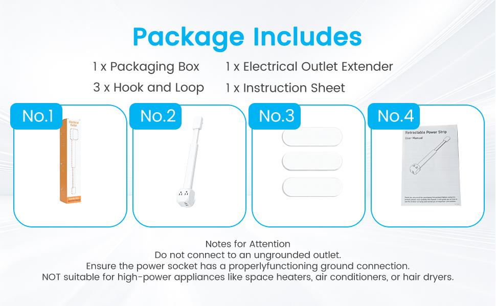XURATTIX  Electrical Outlet Extender Stick, 360° Rotating Wall Outlet - Features 2 USB-A, 1 USB-C, and 2 AC Outlets, Extends 17"-26", Access Hard-to-Reach Outlets, Use Behind Sofa, Nightstands, Desks, and More
