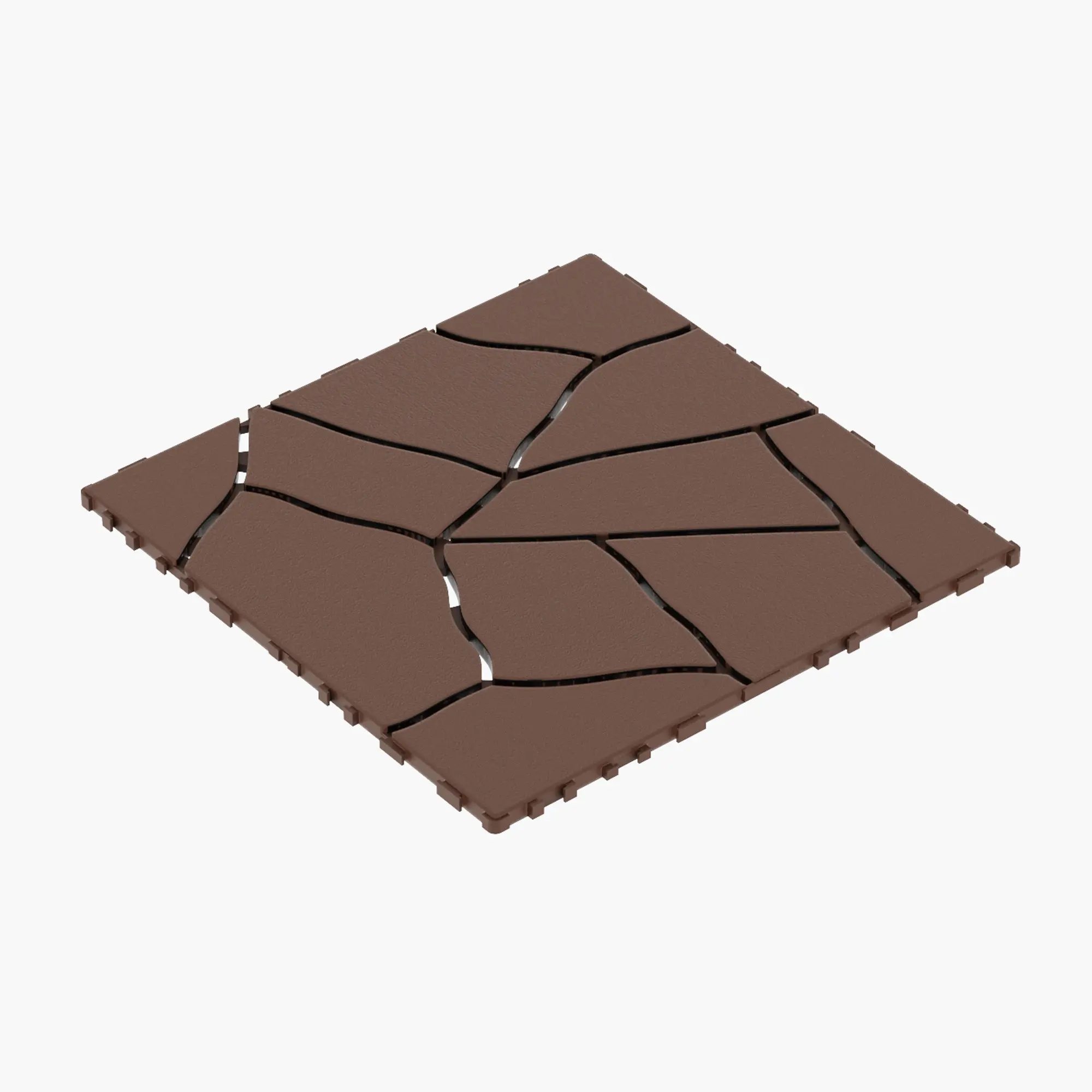 Brown 44-Pack 12"x12" Stone-Look Plastic Interlocking Deck Tiles Boxed Set, 44 Sq Ft Waterproof Patio Floors for DIY Users, Easy Snap-Together Modular Flooring for Outdoor/Indoor Balcony, Poolside