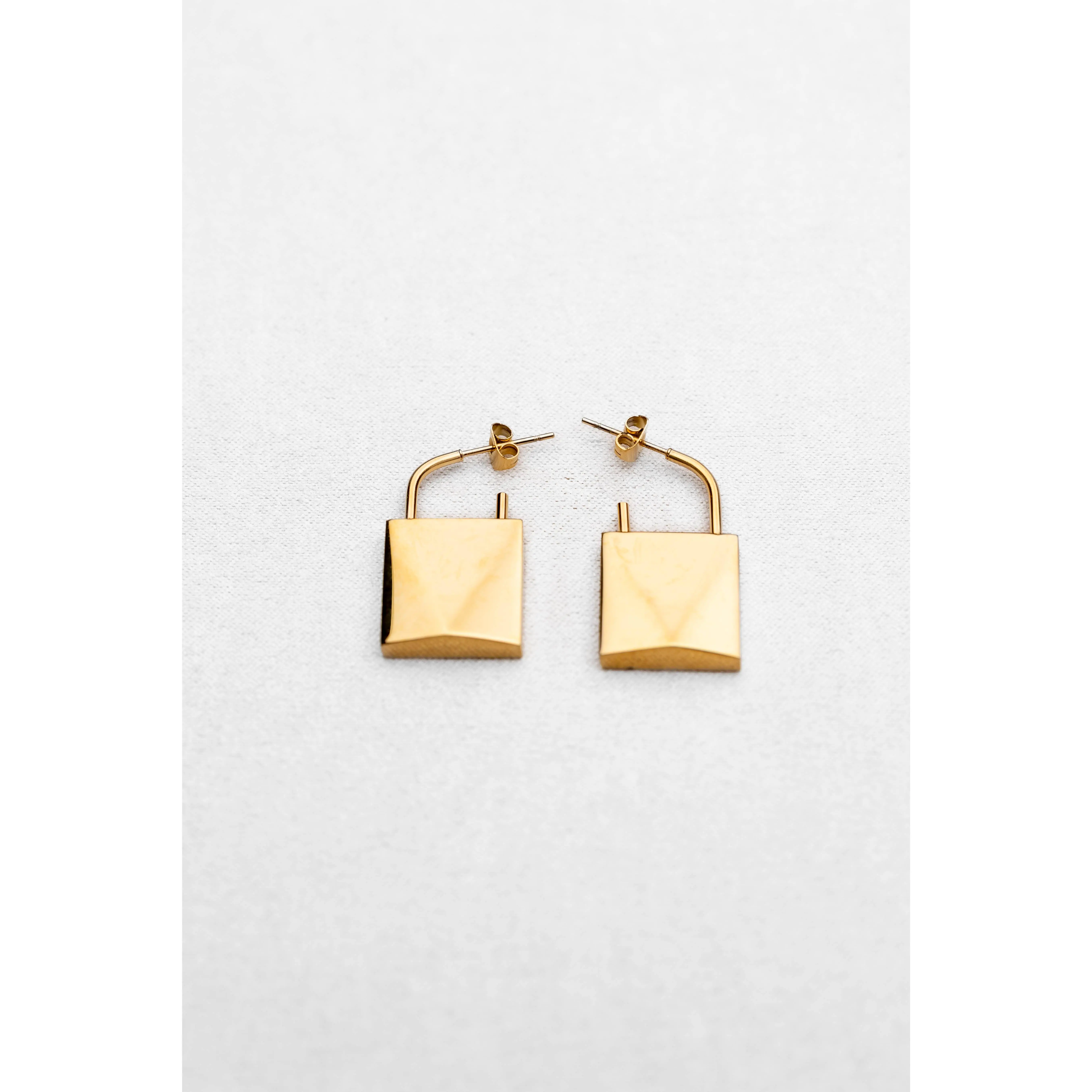 Golden Padlock Statement Earrings