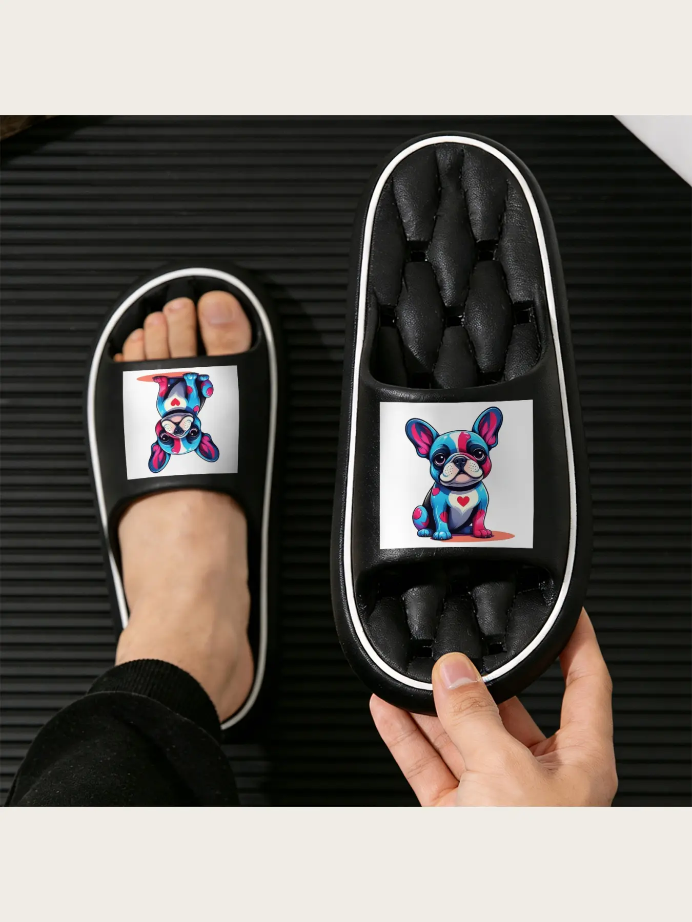 Cute French Bulldog Print Slippers Adorable Puppy Dog Pattern Comfortable Indoor Home Shoes Non-Slip Soft Sole Cartoon Animal Footwear for Women Men Kids Cozy House Slippers Bulldog Lovers Gift