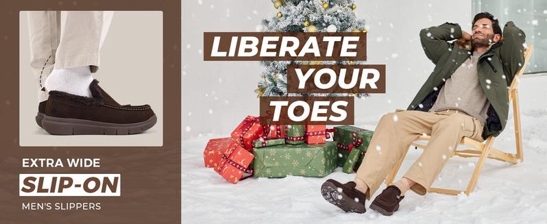 FitVille Extra Wide Men Slippers Slip-on House Slipper Non Slip Orthopedic Winter Shoes for Flat Feet Indoor & Outdoor