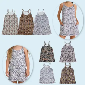 Adult women grey camouflage active wear athletic summer yoga dress
