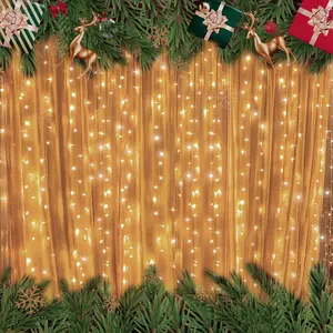 Twinkle Star 300 LED Window Curtain String Lights Wedding Party Home Garden Bedroom Outdoor Indoor Wall Decorations, Warm White