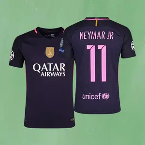 1617 Away Short Sleeve Blue Pink Neymar Jr. No. 11 Short Sleeve Top Soccer Jerseys