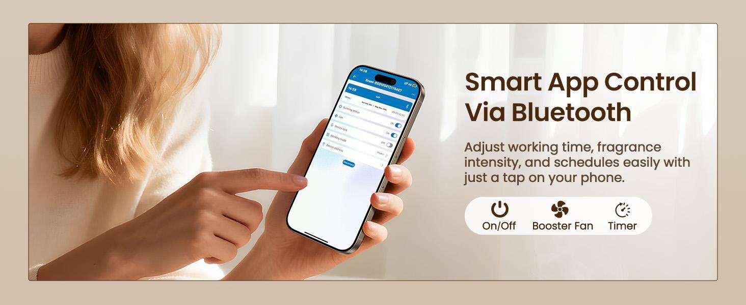 Waterless Essential Oil Diffuser 5000 Sq.Ft Coverage for Large Home, Hotel, or Office, 200ml Cold Air Scent Diffuser Machine with Bluetooth App Control, Quiet No-Heat HVAC Fragrance Diffuser