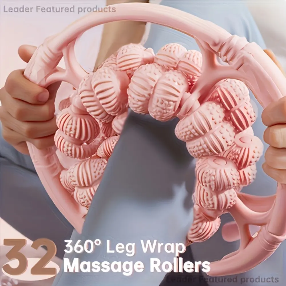 Leg Slimming Ring Massager, Roller, Fascia Reliever, Relief Roller, for Muscle Relaxation of Thighs & Calves Multi-function massager with 32 rollers, wrap-around leg massage roller, deep massage, Body Care, Lymphatic Drainage Roller