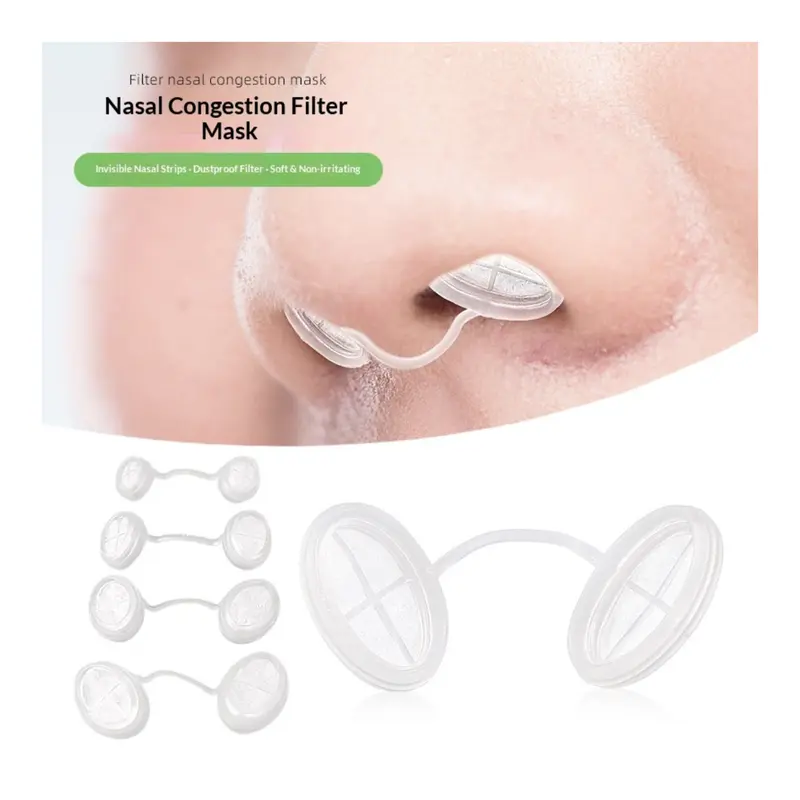 Transparent Protective Nose Filter Face Covering Masks & Accessories - Invisible, Hypoallergenic, Latex-Free Safe 3M Filtration Nose Guard, 5-Size Unisex Surgical-Grade Plastic for Allergies, Travel (O2 Support, Dust/Smoke Shield)