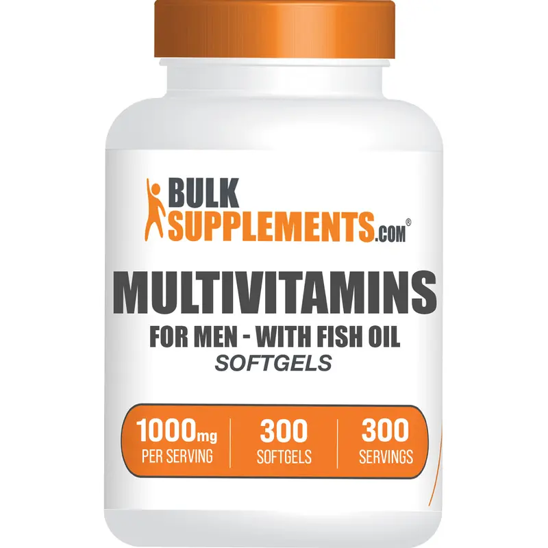 BulkSupplements - Multivitamins for Men (With Fish Oil) - Energy Production - Bone Health - Softgels -  90-300 Softgels - 1000mg per Serving