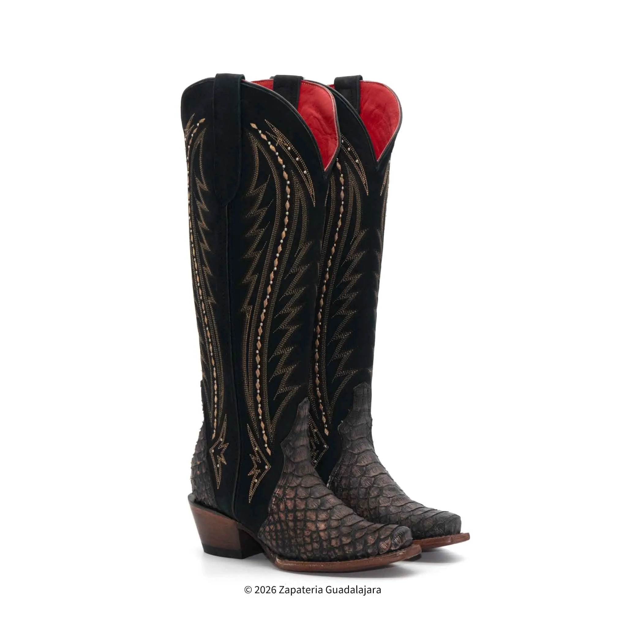 Snip Toe Copper Python Print Leather Boot-RC1521 Snip Toe Copper Python Print Leather Boot-RC1521