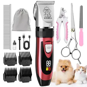 KALHELA Dog Clippers Low Noise LCD Digital Display Quiet Grooming Kit Rechargeable Cordless Pet Hair Clipper Trimmer Shaver for Small & Large Dogs Cats Animals Ultra-Quiet Low Vibration Tech