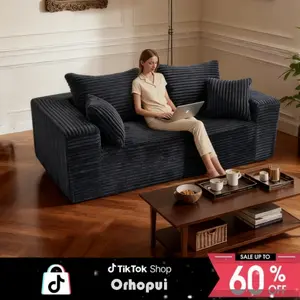 ORHOPUI 2 Seater Large Sectional Couches for Living Room Pet Friendly Cloud Modular Sectional Sofa Corduroy Fabric Extra Deep Loveseat No Assembly Required