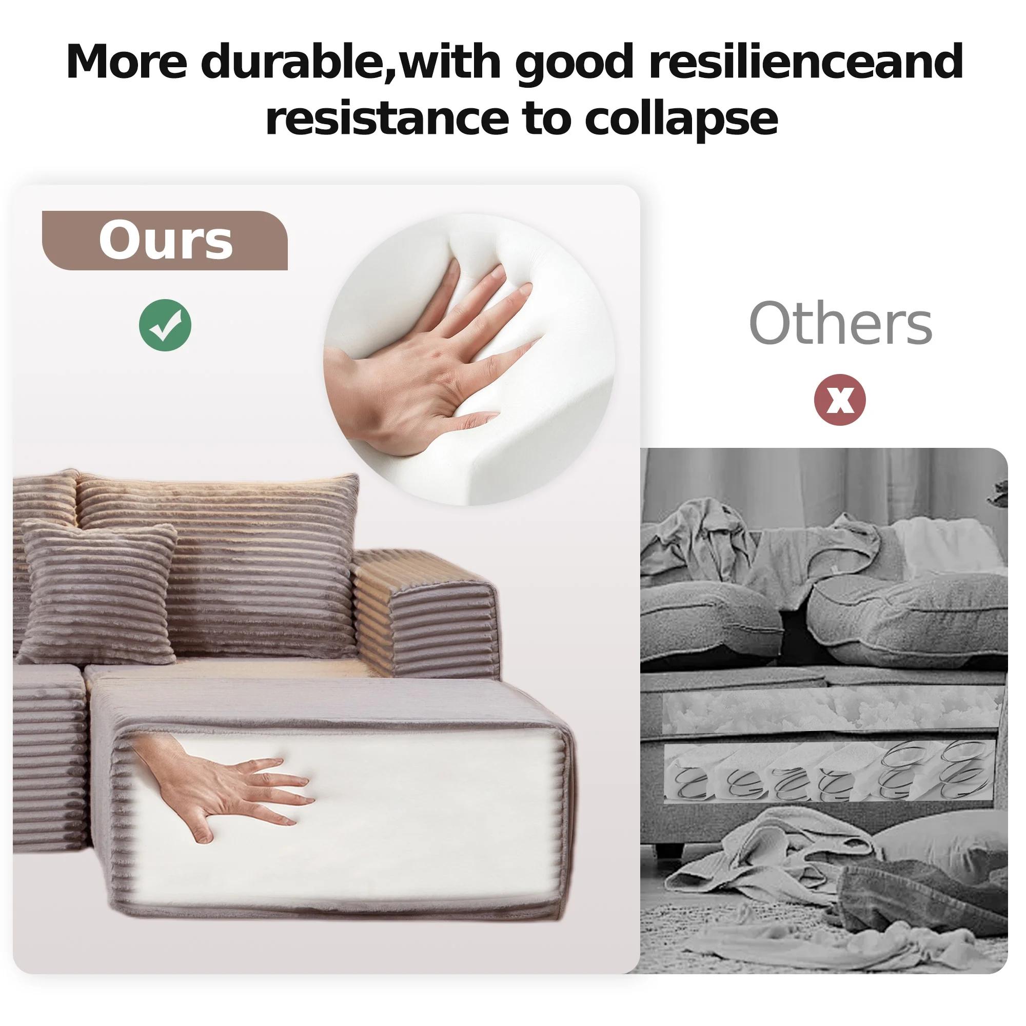 Modular combination sofa, L-shaped lounge chair, modern minimalist sofa, living room bedroom, deep-seated corner sofa, simple assembly, corduroy