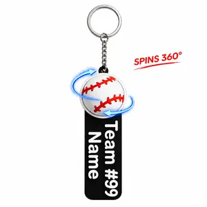 Personalized Baseball Keychain - Custom 3D Printed Name Tag, Spinning Bag Charm, Made in USA